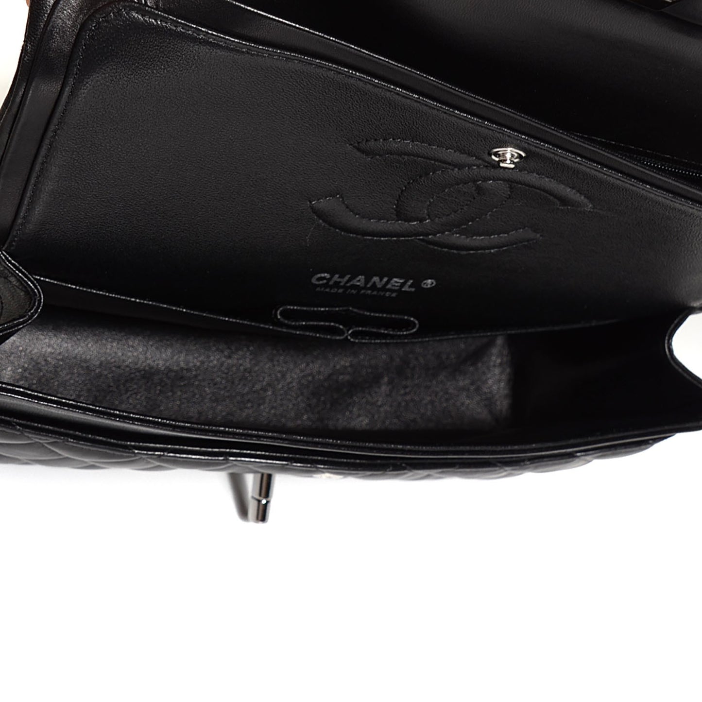 Lambskin Quilted Medium Double Flap Black