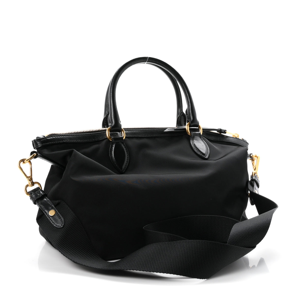 Tessuto Nylon Soft Calf Shopping Tote Black