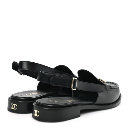 Chanel Calfskin Crystal Slingback Loafers 40 Black 5 of 9