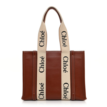 Chloe Calfskin Medium Woody Ribbon Tote Sepia Brown 1 of 12