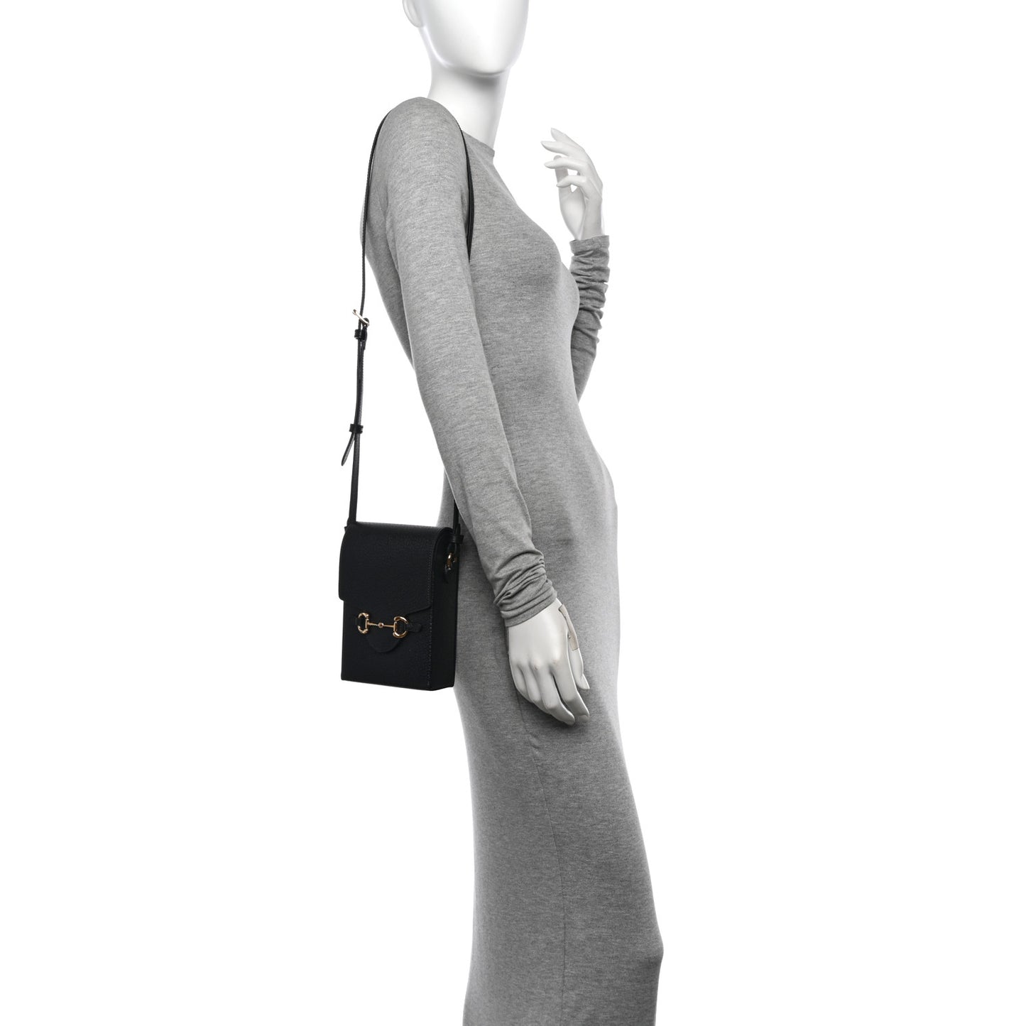 Dollar Calfskin Vertical Horsebit 1955 Crossbody Bag Black