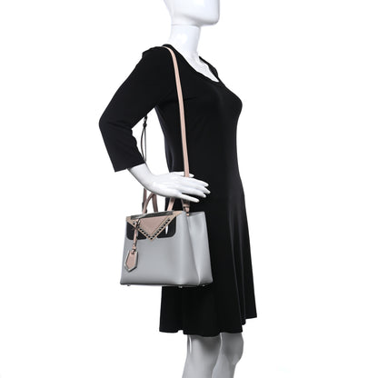 Fendi Vitello Cruise Monster Studded Petite 2Jours Tote Grigio Perla Amido Multicolor 2 of 9