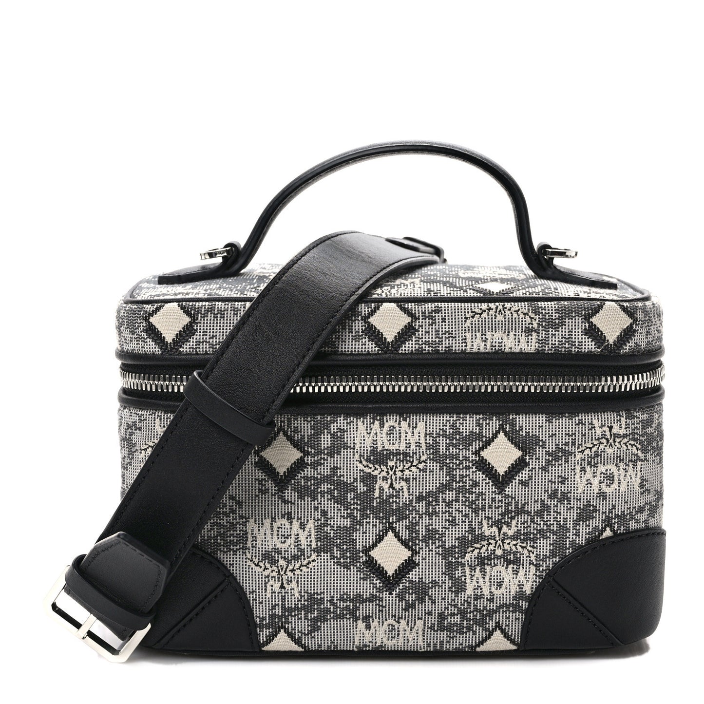 Vintage Jacquard Monogram Rockstar Small Vanity Crossbody Bag Grey