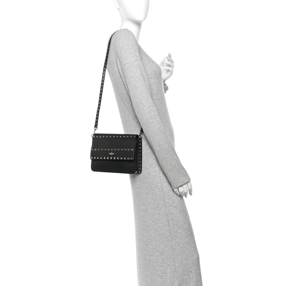 Valentino Garavani Vitello Rockstud Side Slip Crossbody Black 2 of 9