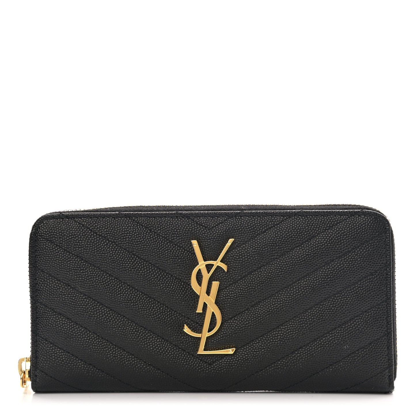Grain De Poudre Matelasse Chevron Monogram Zip Around Wallet Black