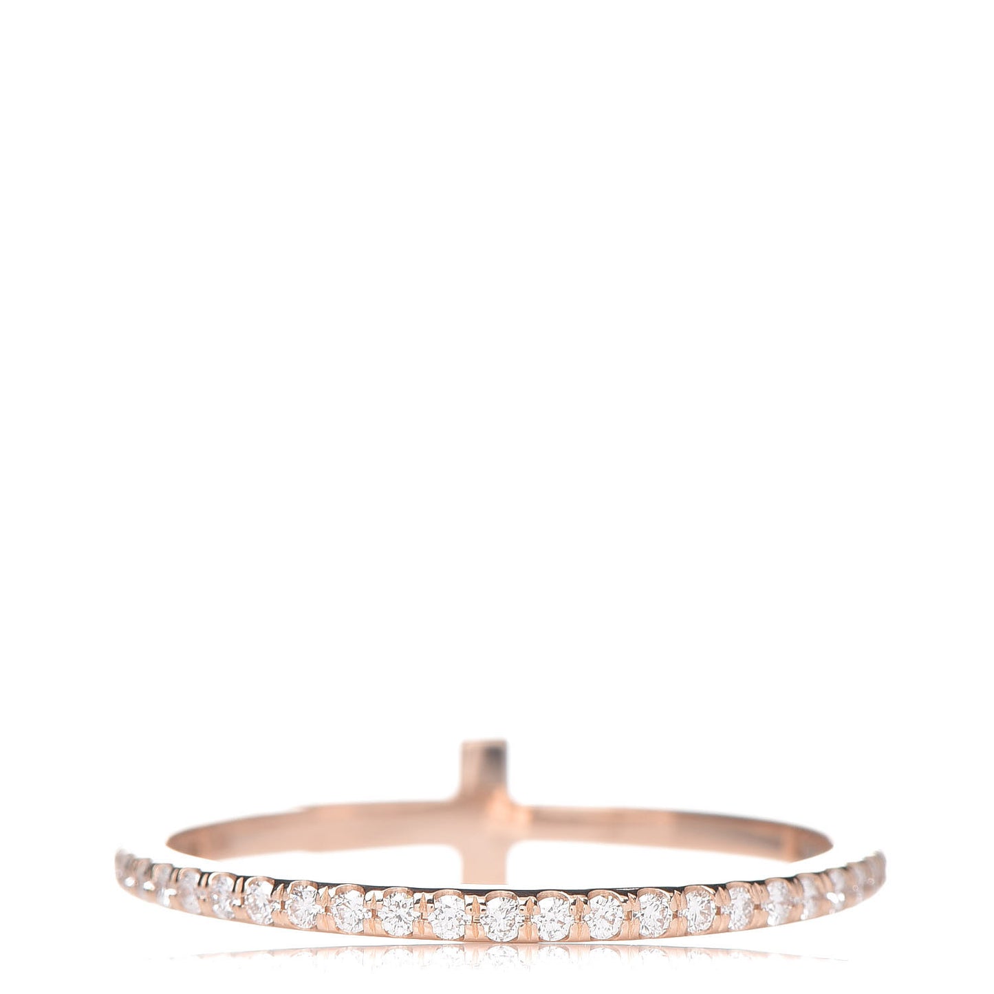 18K Rose Gold Diamond T Wire Band Ring 52 6