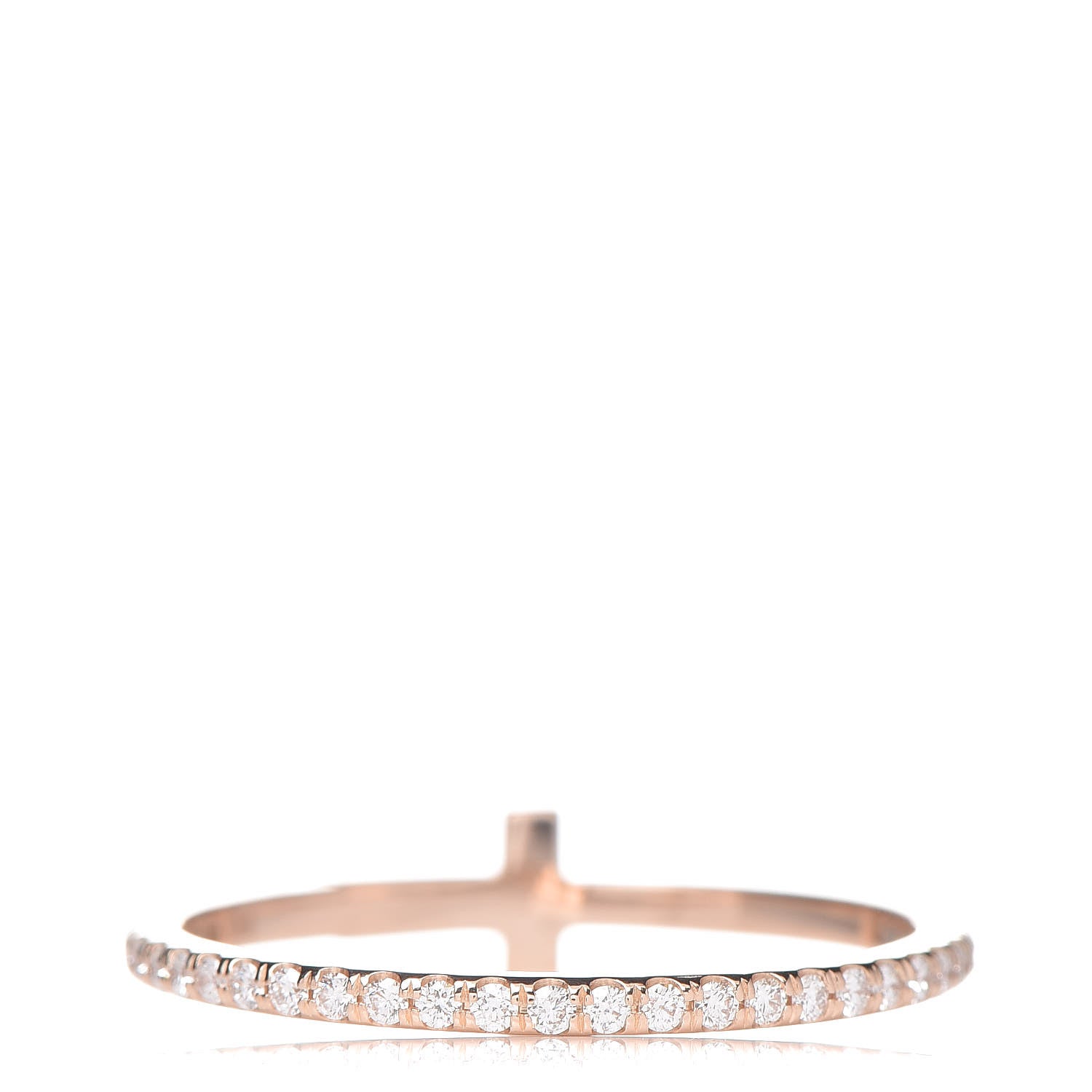 Tiffany 18K Rose Gold Diamond T Wire Band Ring 52 6 4 of 6
