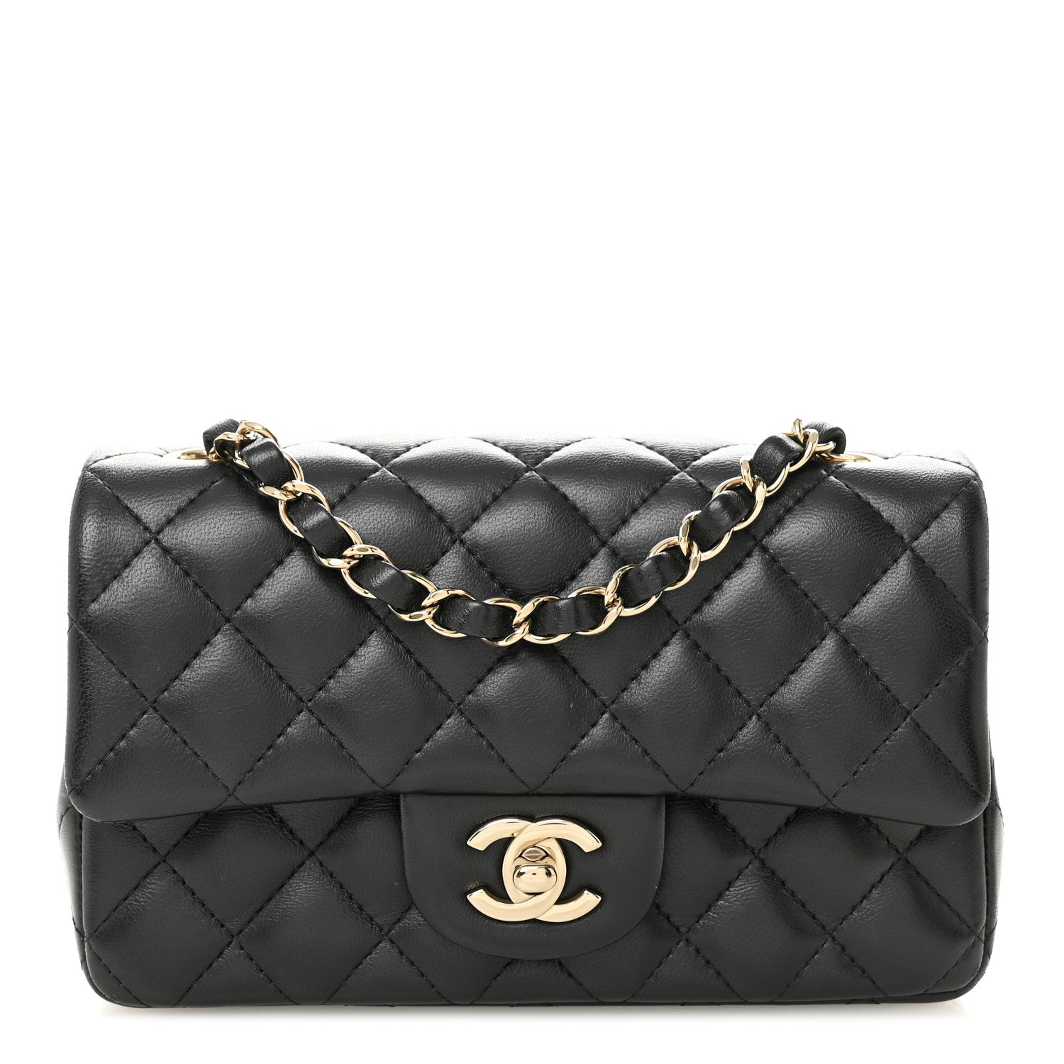 Chanel Lambskin Quilted Mini Rectangular Flap Black 1 of 14
