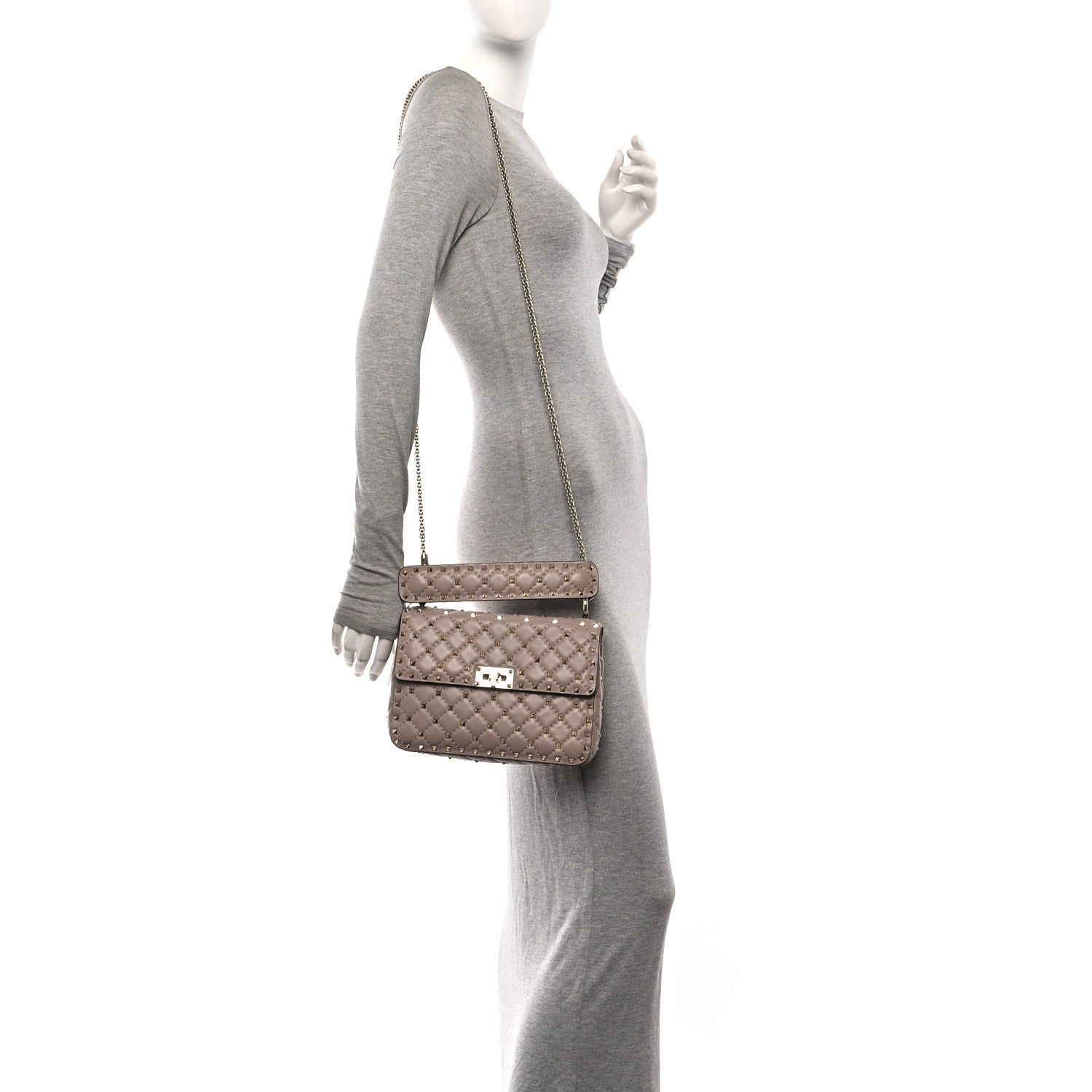 Valentino Garavani Nappa Medium Rockstud Spike Shoulder Bag Poudre 2 of 10