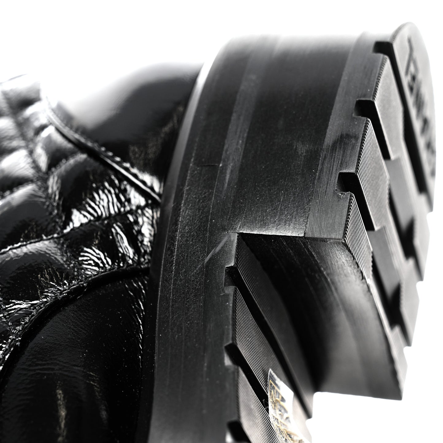Shiny Goatskin Calfskin Quilted Lace Up Combat Boots 37 Black