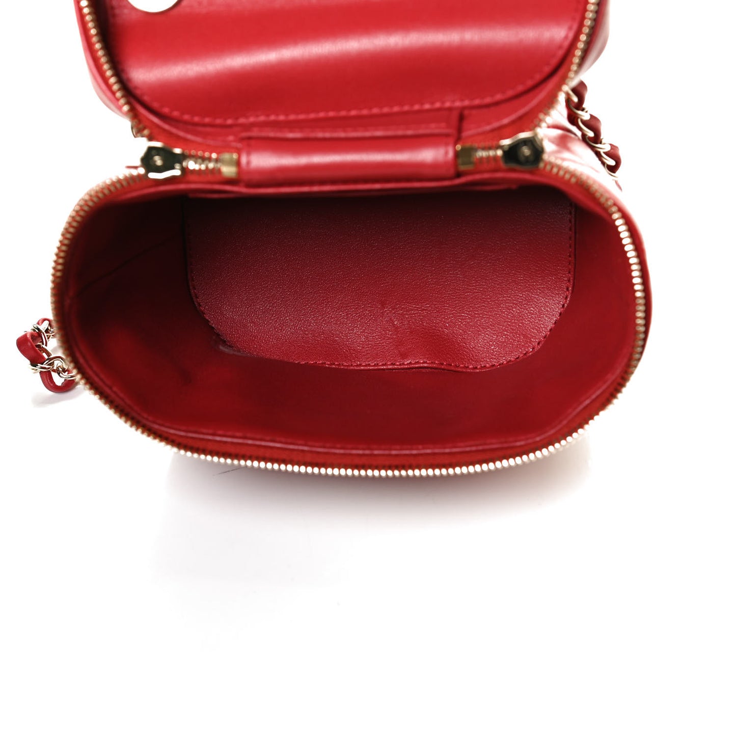 Lambskin Quilted Trendy Vanity Case Red