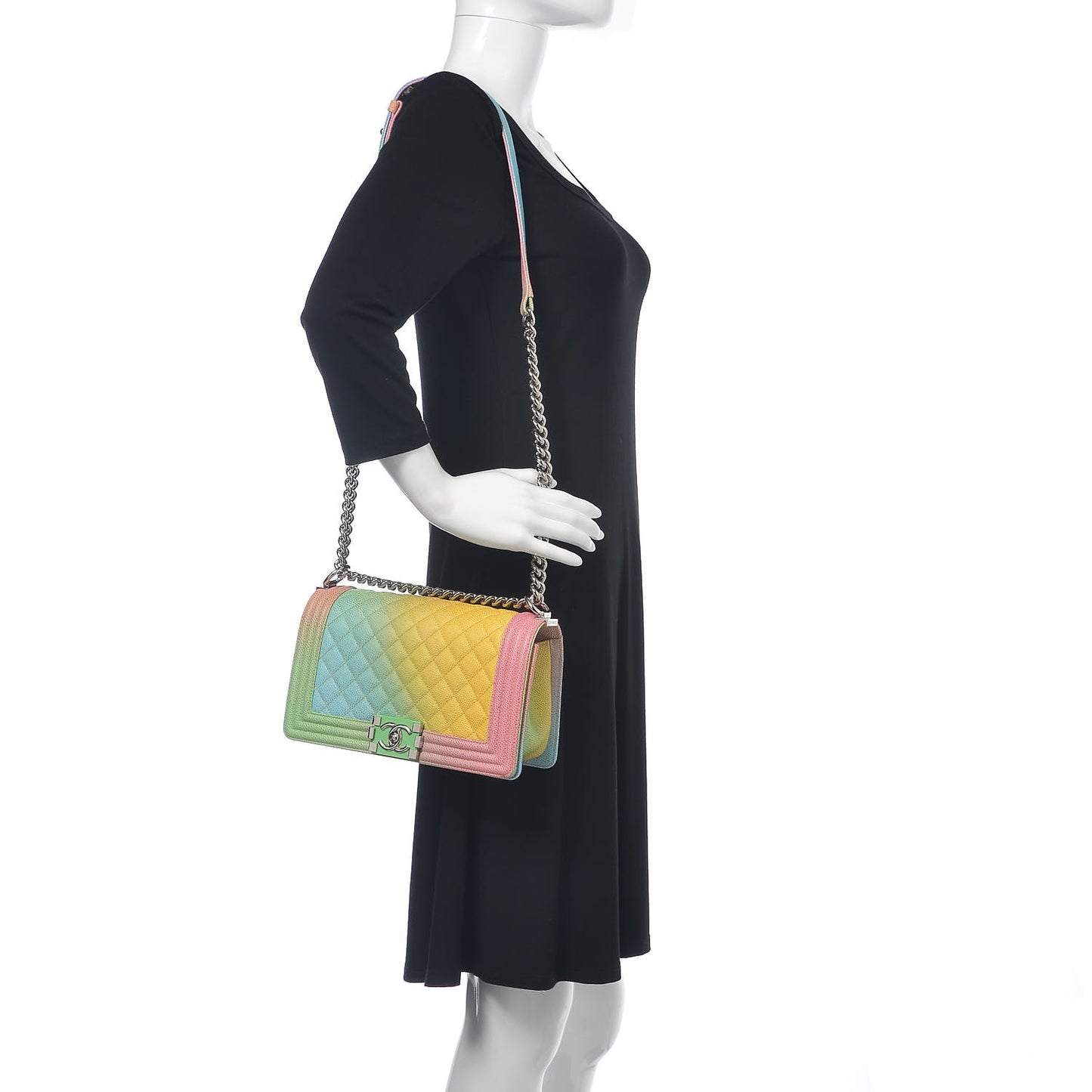 Caviar Quilted Medium Cuba Rainbow Boy Flap Multicolor