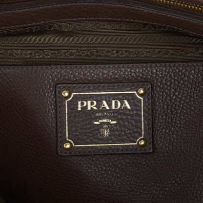 Prada Vitello Daino Side Zip Tote Bruciato 9 of 9