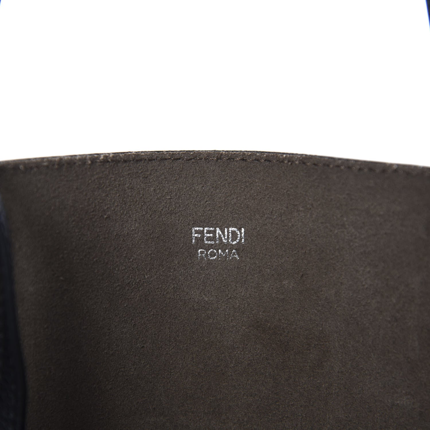 Fendi Vitello Vienna Enamel F is Fendi Shopping Tote Black Taupe 8 of 10