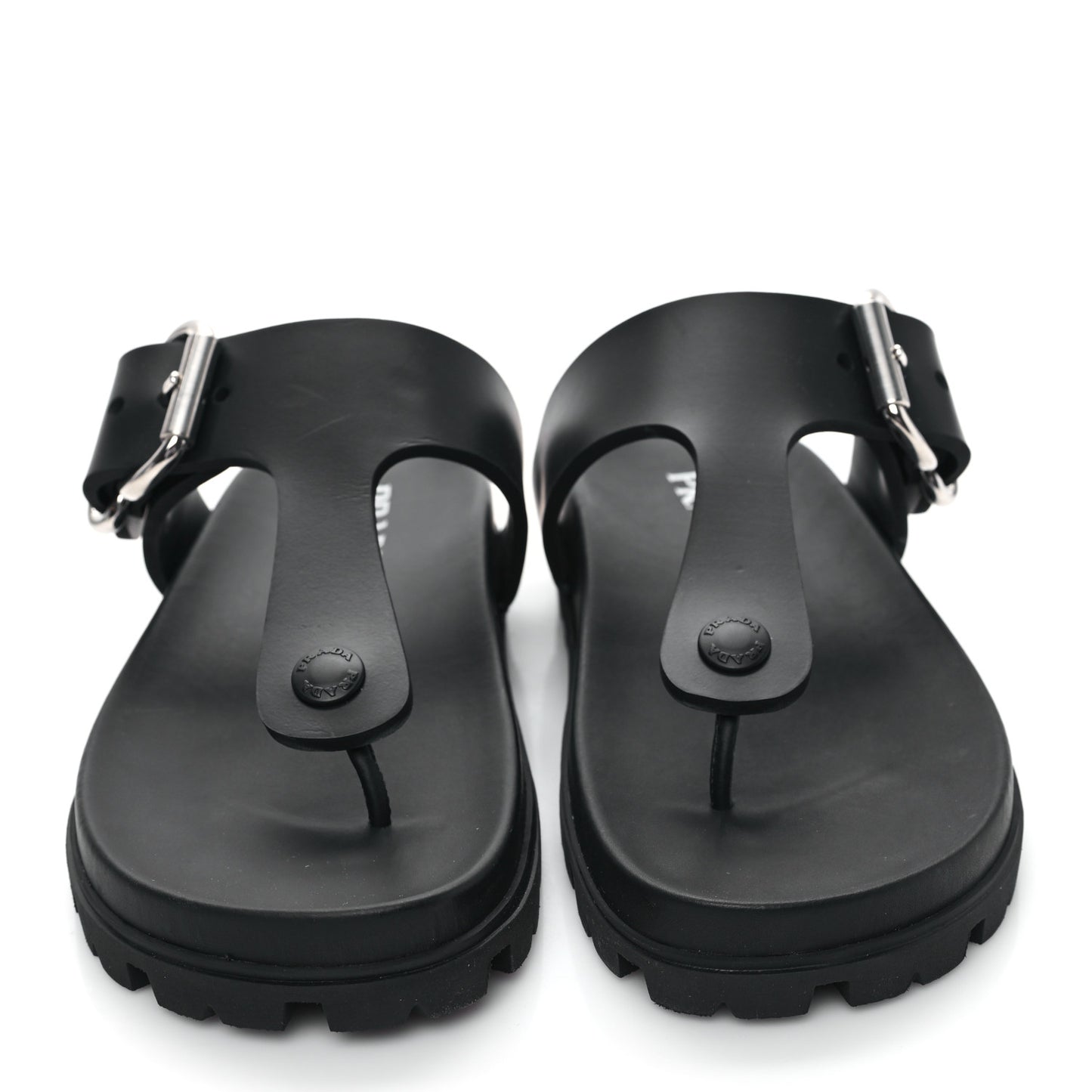 EVA Rubber Buckled Lug Sole 20mm Thong Sandals 38 Black