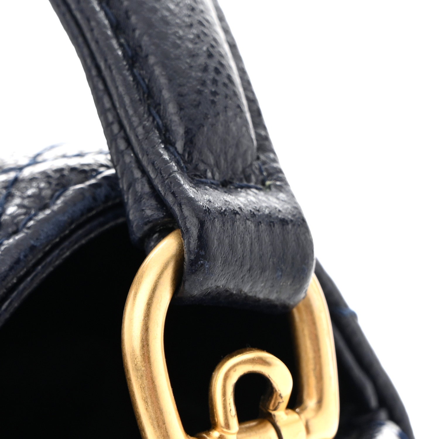 Chanel Shiny Caviar Quilted Mini Top Handle Flap Navy Blue 13 of 15
