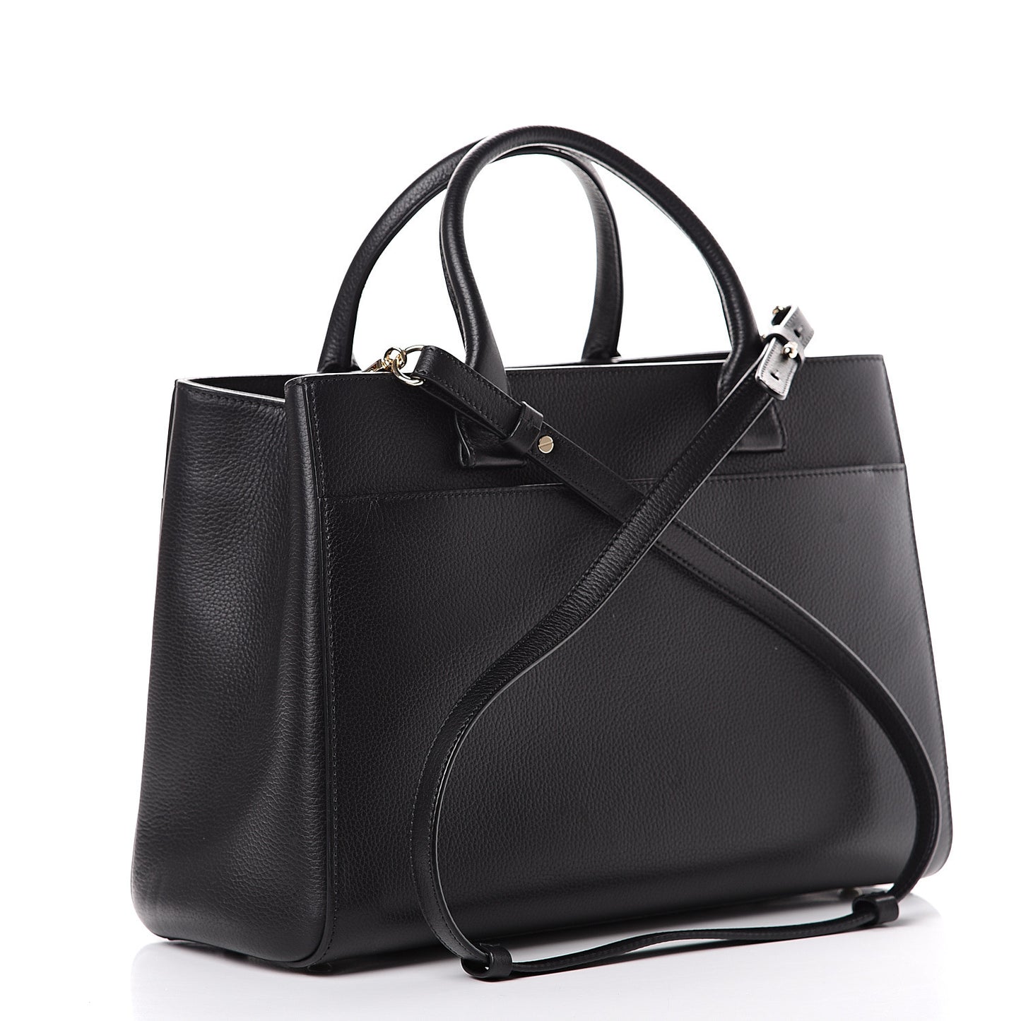 Grained Calfskin Small Neo Executive Shopper Tote Black