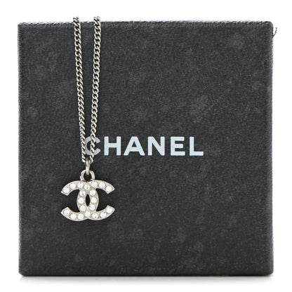 Chanel Crystal Timeless CC Necklace Silver 7 of 7