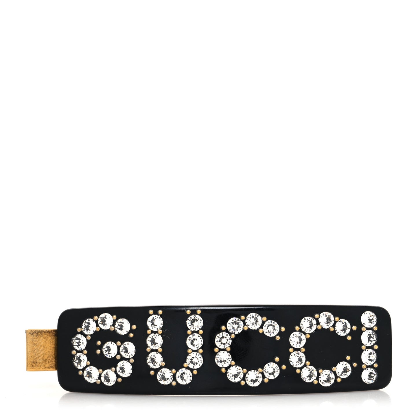Resin Crystal Single Hair Barrette Black