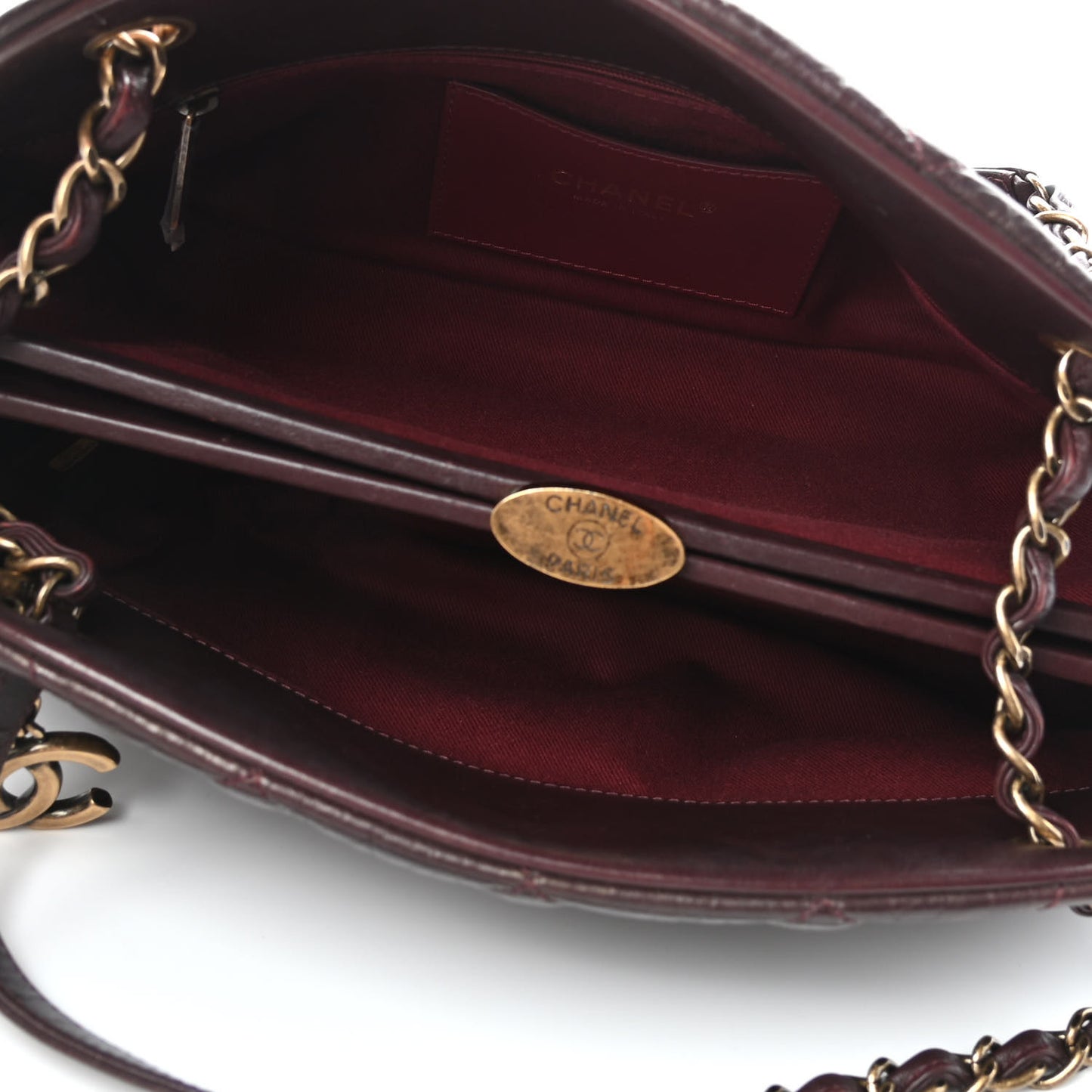 Aged Calfskin Quilted Medium Just Mademoiselle Bowling Bag Brown