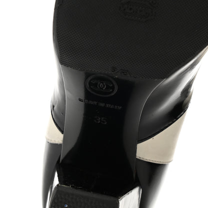 Chanel Patent Button CC Short Boots 35 Black White 6 of 10