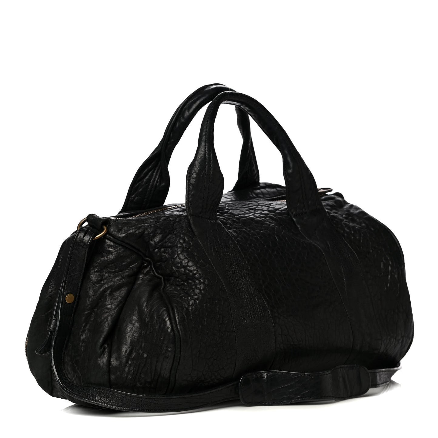 Pebbled Lambskin Rocco Black Antique Brass Hardware
