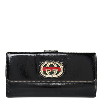 Gucci Patent Britt Continental Wallet Black 1 of 4