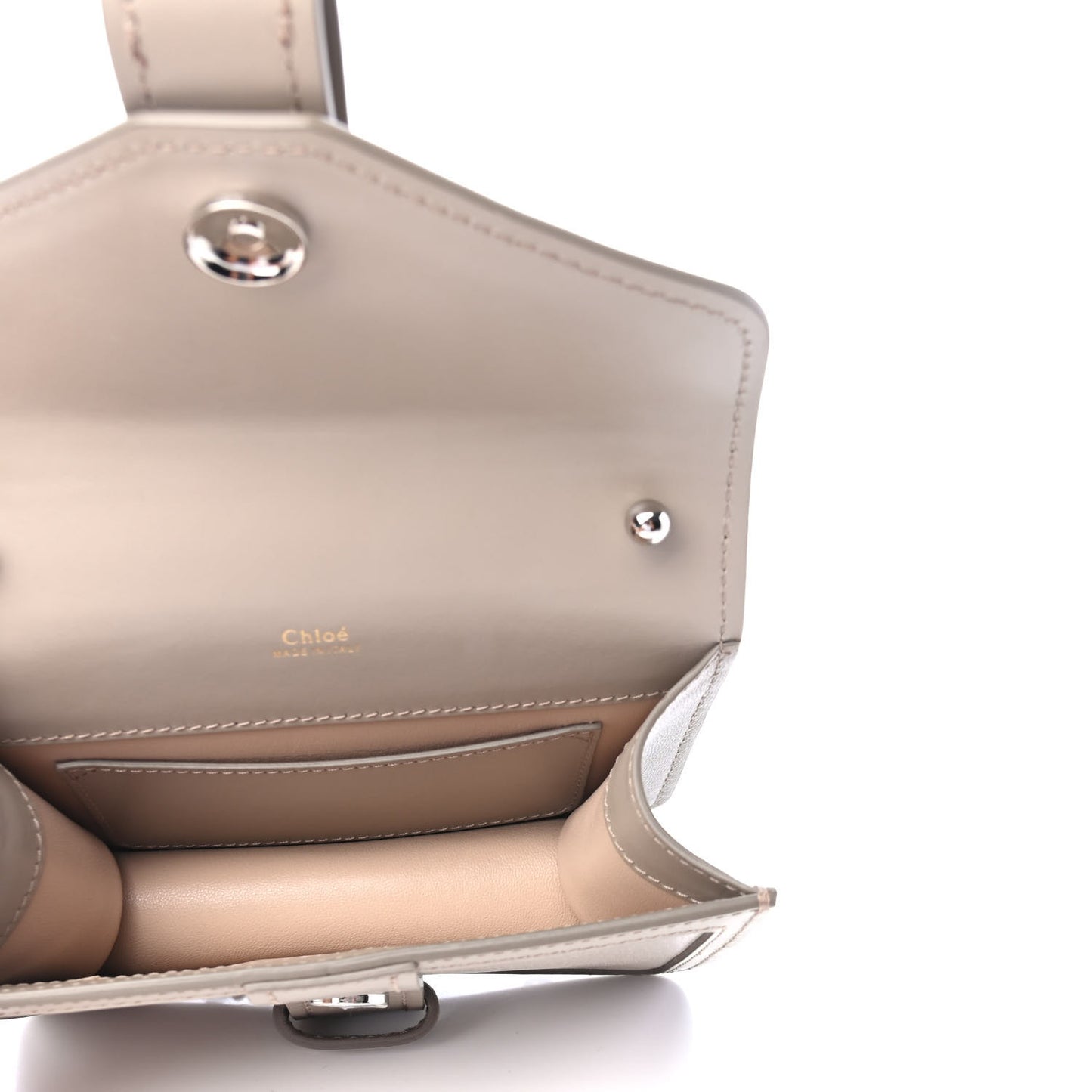 Shiny Goatskin Calfskin Aby Chain Shoulder Bag Motty Grey