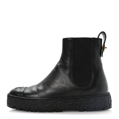 Chanel Calfskin Cap Toe CC Ankle Boots 37 Black 1 of 8