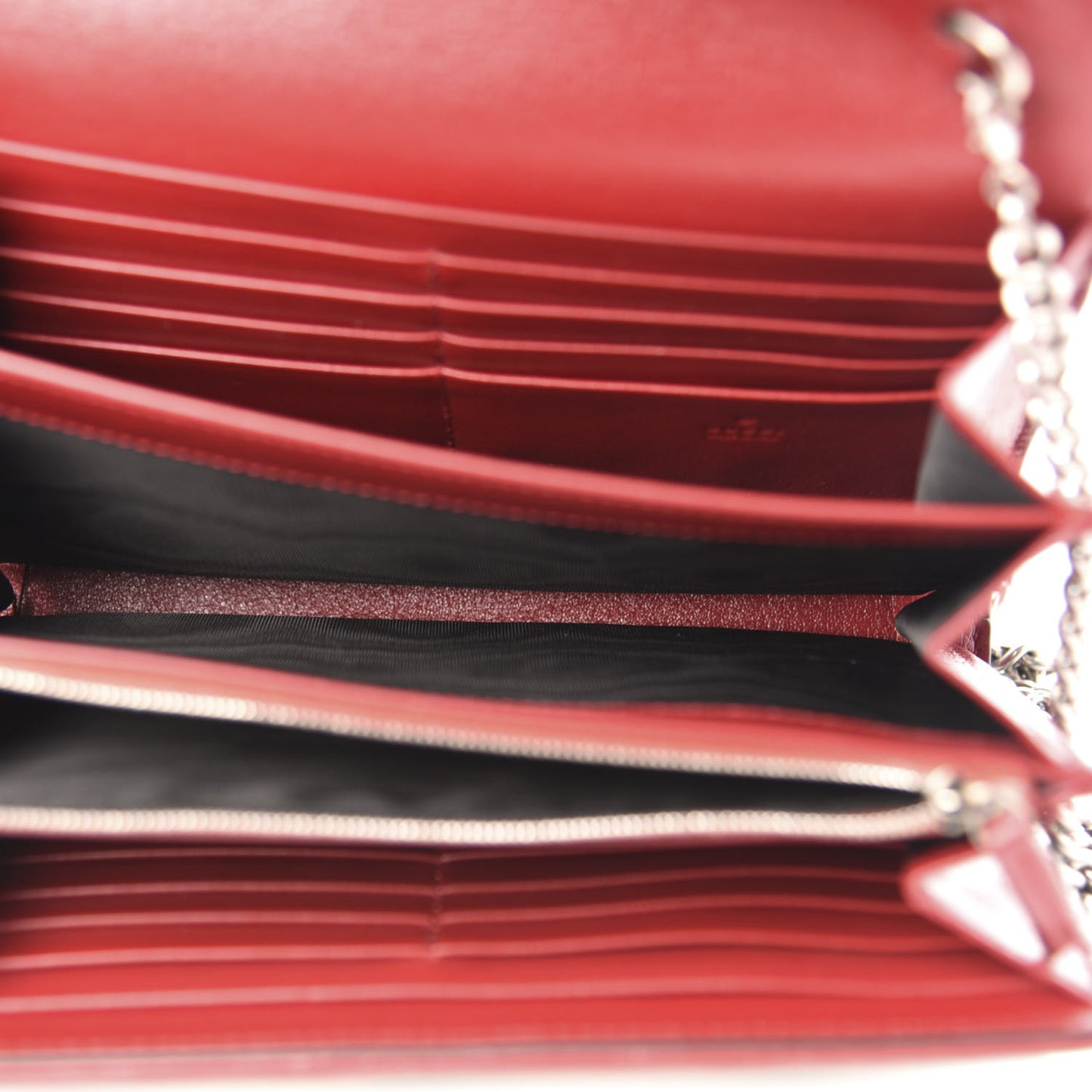 Tweed GG Monogram Mini Dionysus Chain Wallet Black White Romantic Cherry