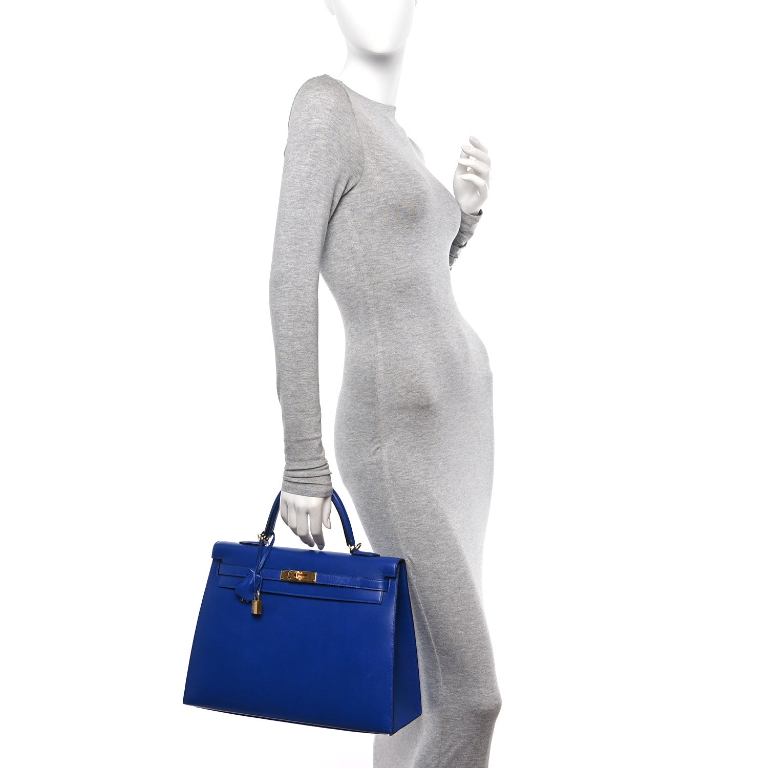 Hermes Tadelakt Kelly Sellier 35 Bleu Electrique 2 of 12