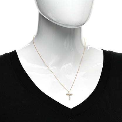 Tiffany 18K Yellow Gold Diamond Small Cross Pendant Necklace 2 of 5