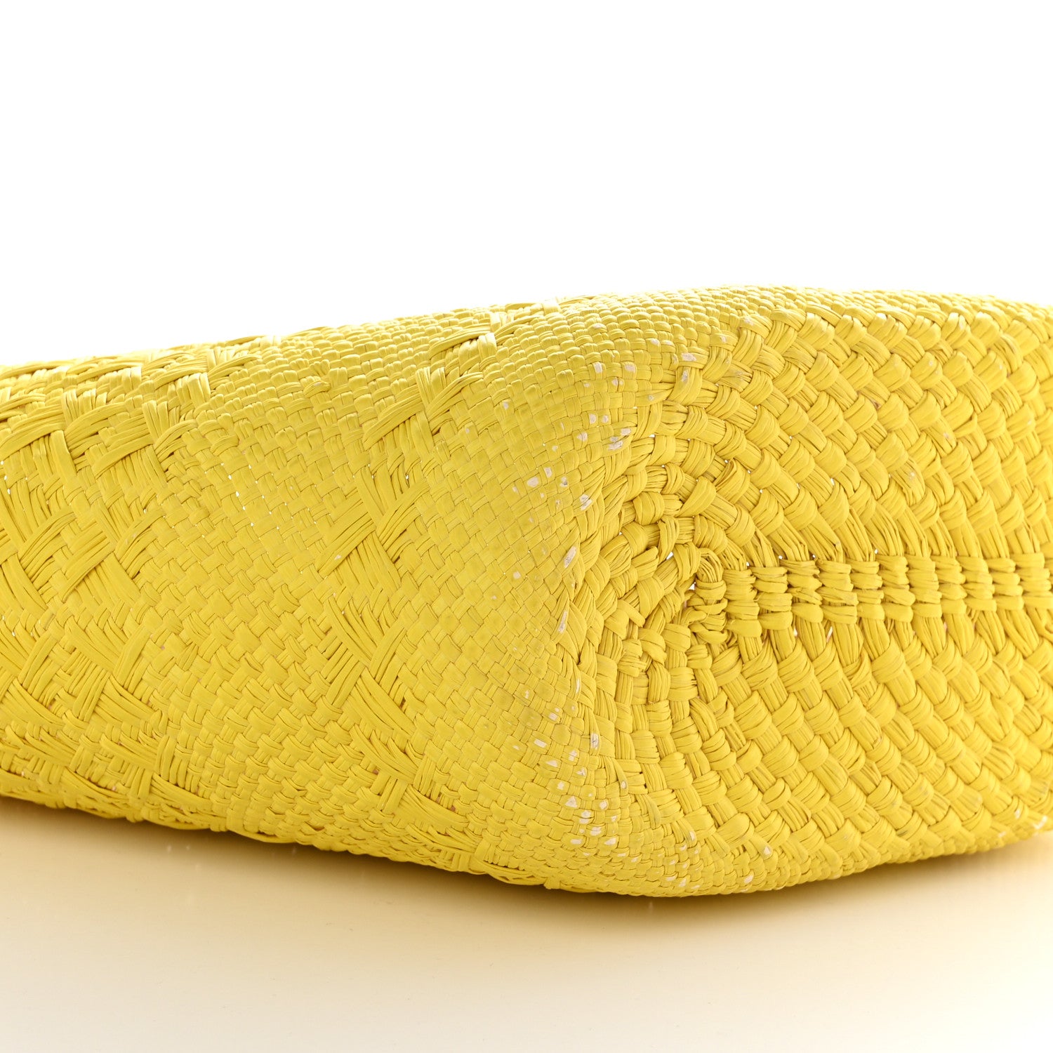 Loewe Calfskin Raffia Paulas Ibiza Medium Anagram Basket Tote Bag Natural Lemon 9 of 13