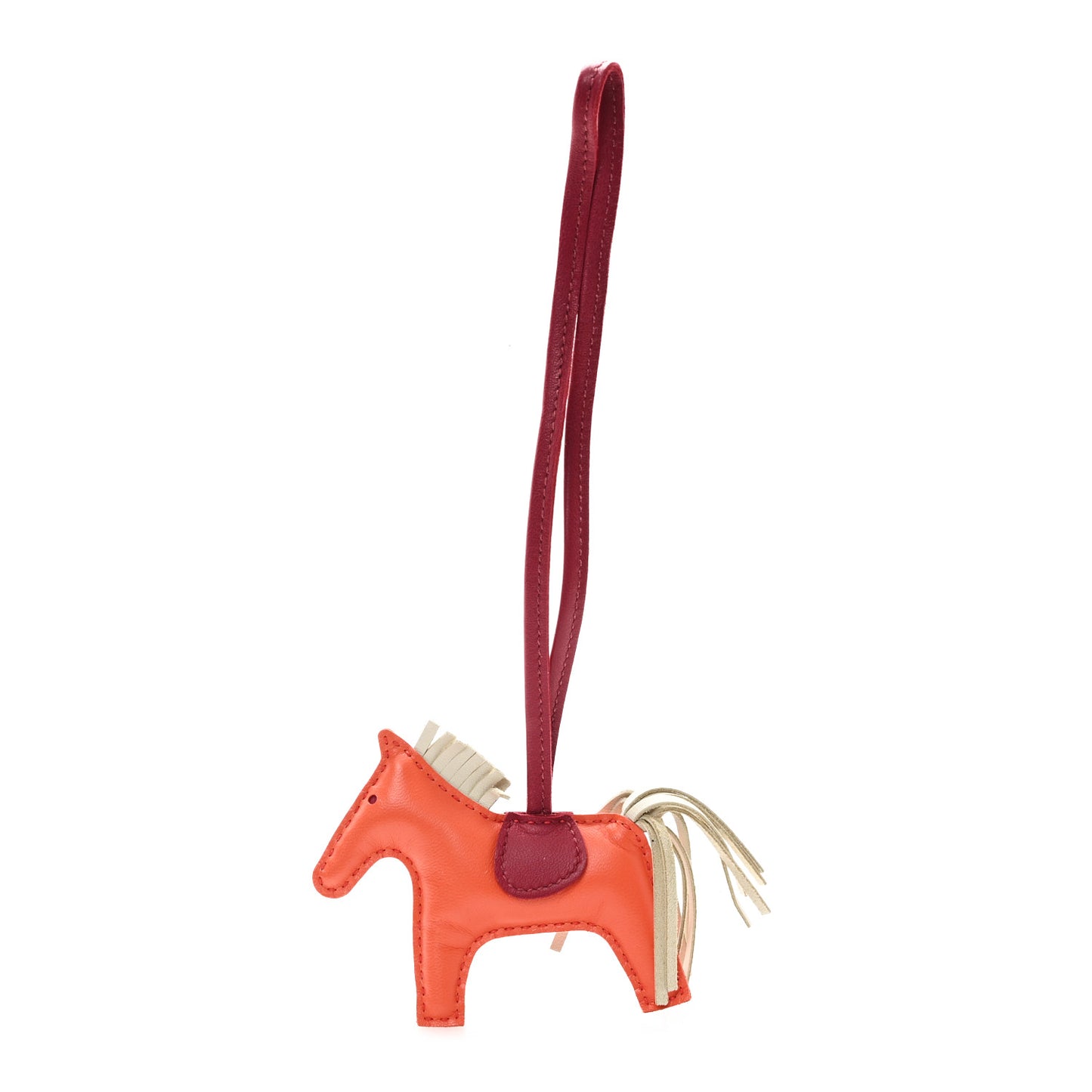 Milo Lambskin Grigri Rodeo Horse Bag Charm PM Orange Poppy Craie Cornaline