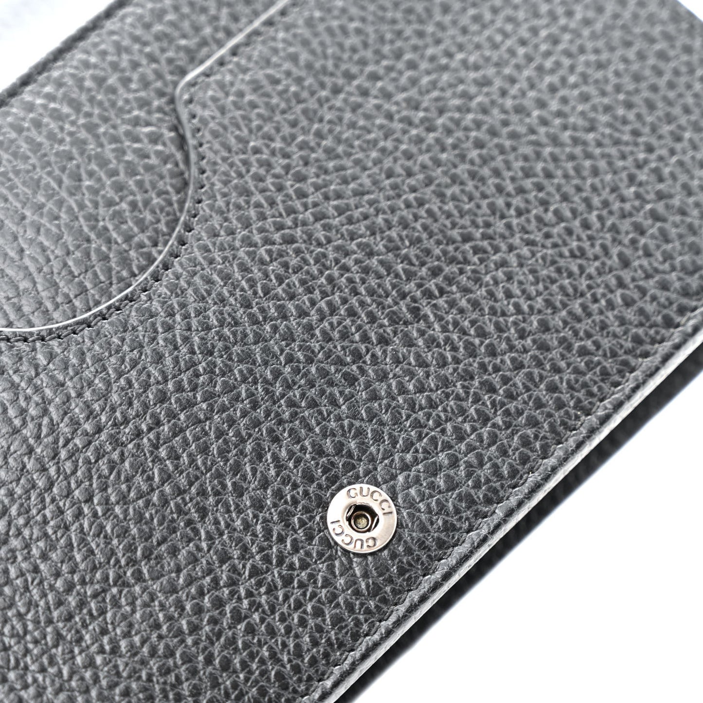 Dollar Calfskin Enamel Monochrome Mini GG Marmont Chain Wallet Black