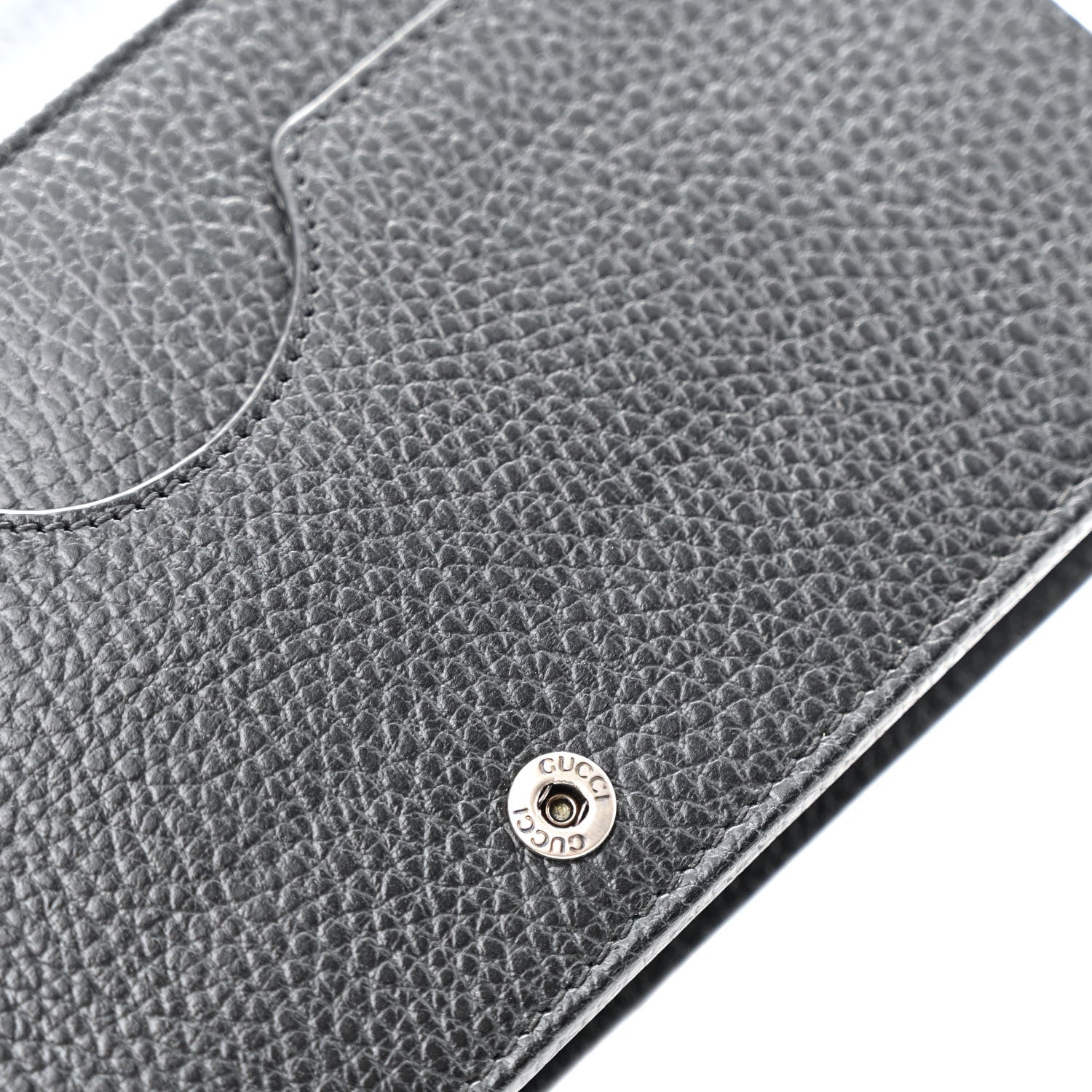 Gucci Dollar Calfskin Enamel Monochrome Mini GG Marmont Chain Wallet Black 11 of 13