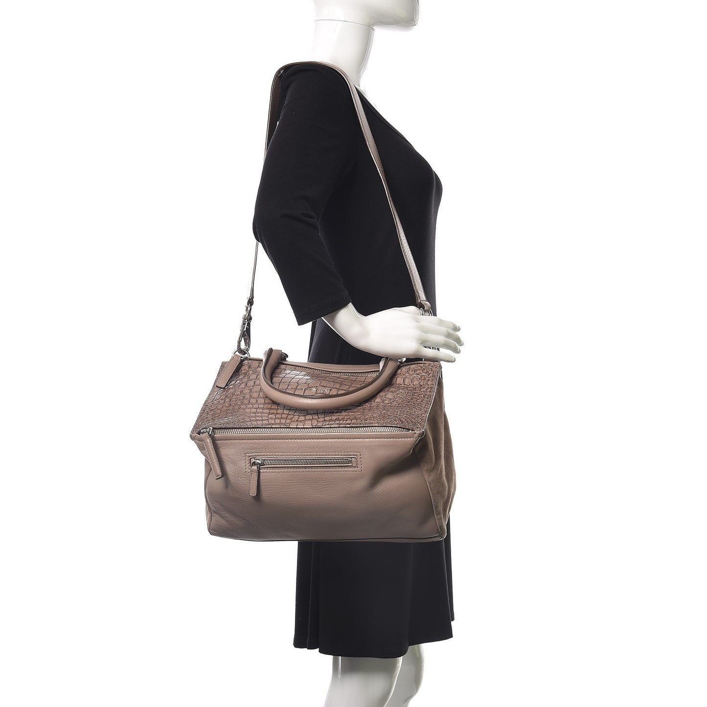 Calfskin Crocodile Embossed Medium Pandora Taupe