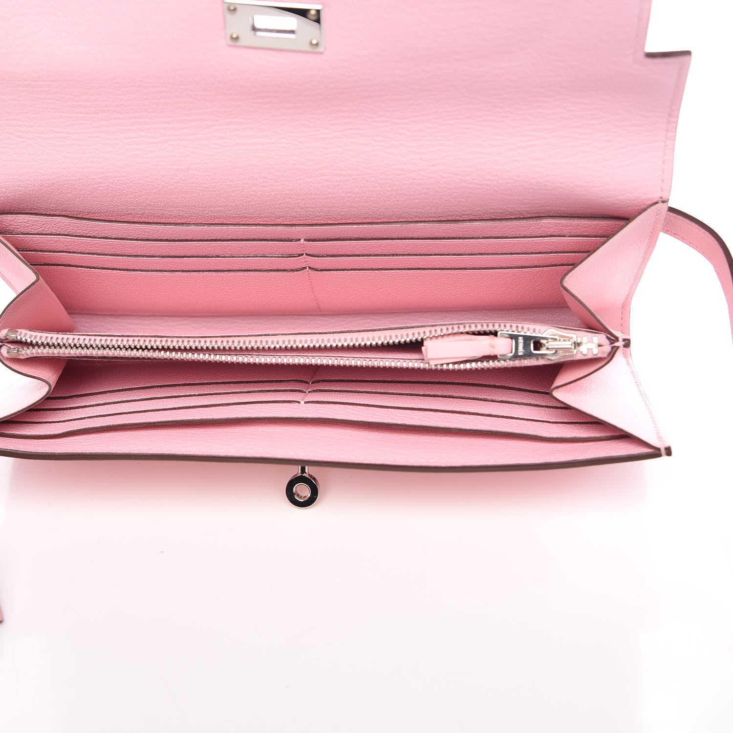 Hermes Swift Ghillies Kelly Longue Wallet Rose Sakura 5 of 8