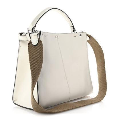 Fendi Vitello Seta Glazed Fabric FF 1974 Medium Peekaboo X-Lite Latte Mogano Panna 3 of 10