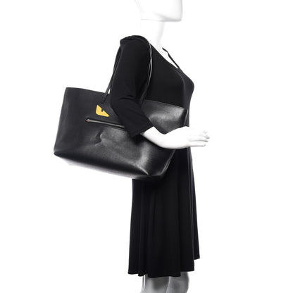 Fendi Vitello Elite Cuoio Monster Buggies Medium Roll Tote Black Multicolor Blue Cobalto 2 of 12