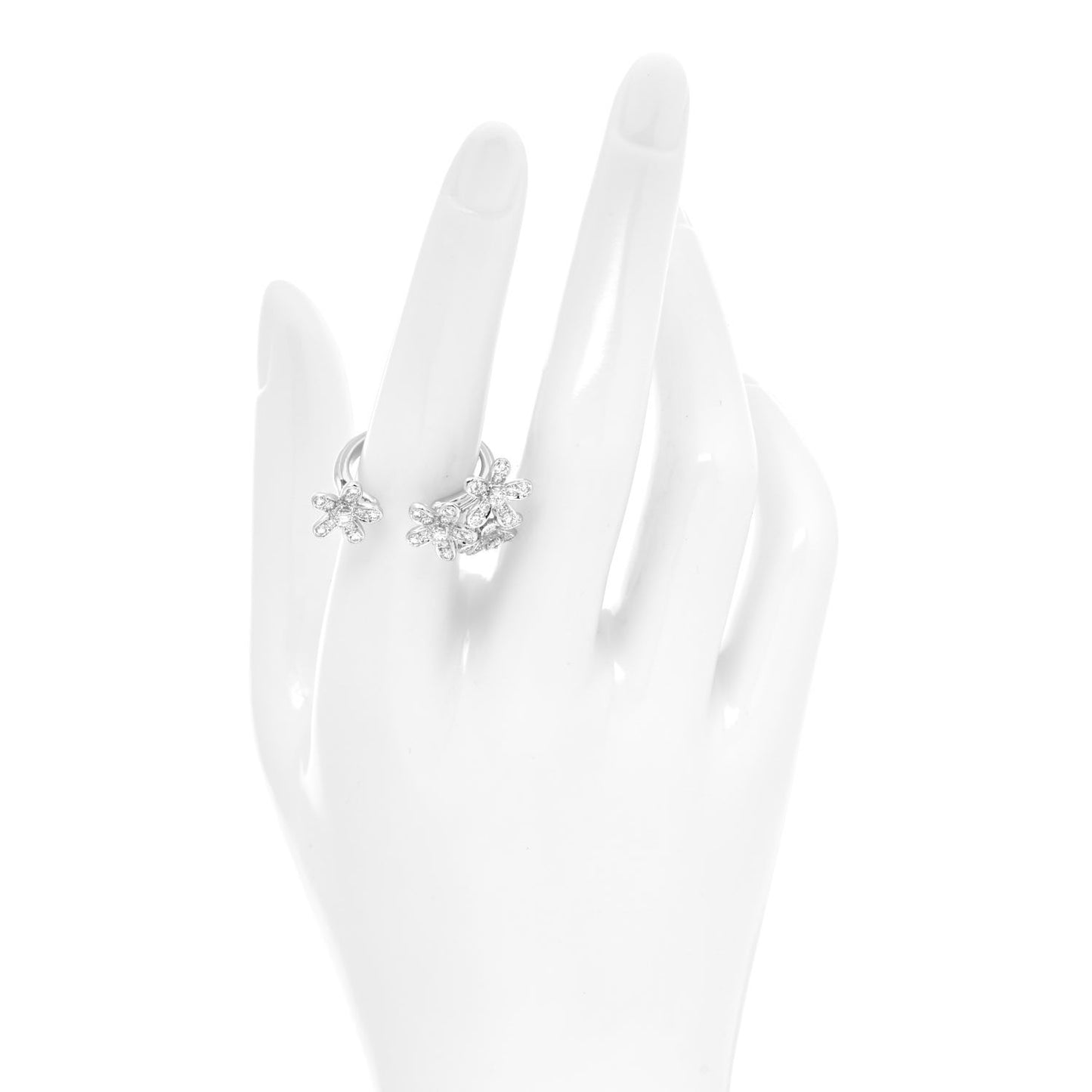 18K White Gold Diamond Socrate Between The Finger Ring 54 7