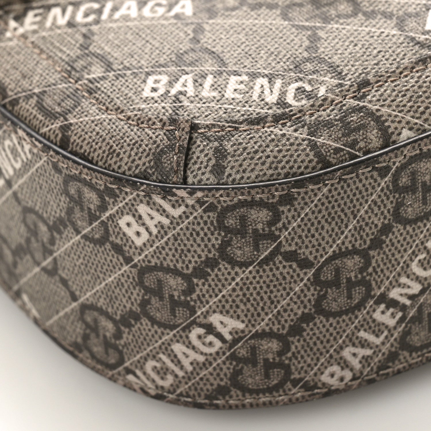 Gucci X BALENCIAGA GG Supreme Monogram Web Logo Print Mini Horsebit 1955 Shoulder Bag Beige Ebony 9 of 10