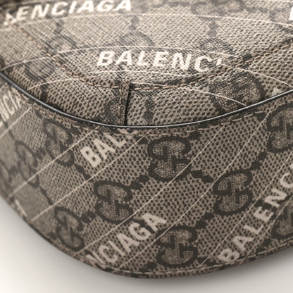Gucci X BALENCIAGA GG Supreme Monogram Web Logo Print Mini Horsebit 1955 Shoulder Bag Beige Ebony 9 of 10
