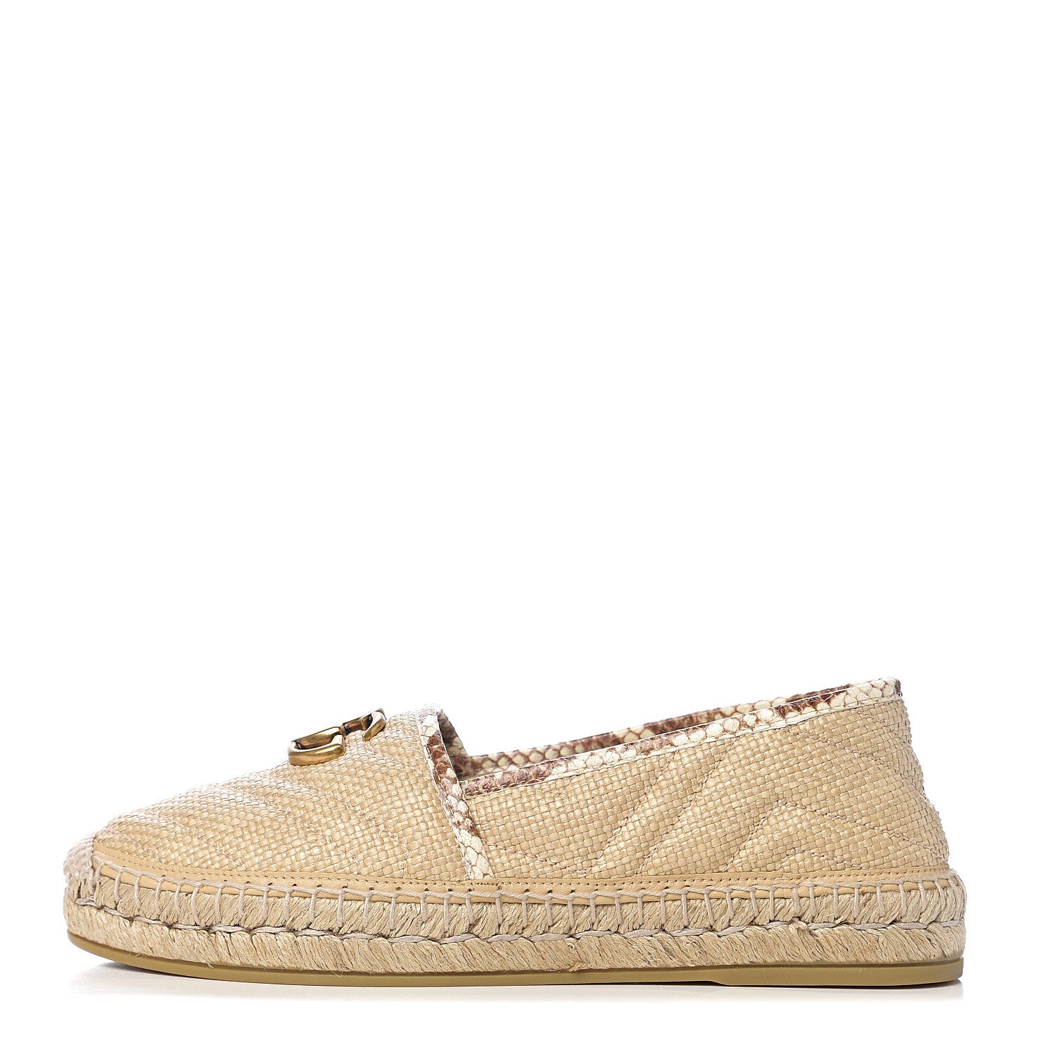 Gucci Straw Elaphe Matelasse GG Marmont Espadrilles 38.5 Natural Cream Brown 1 of 11