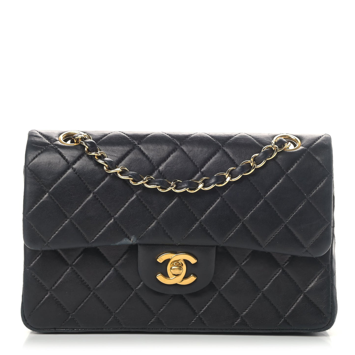 Lambskin Quilted Small Double Flap Black