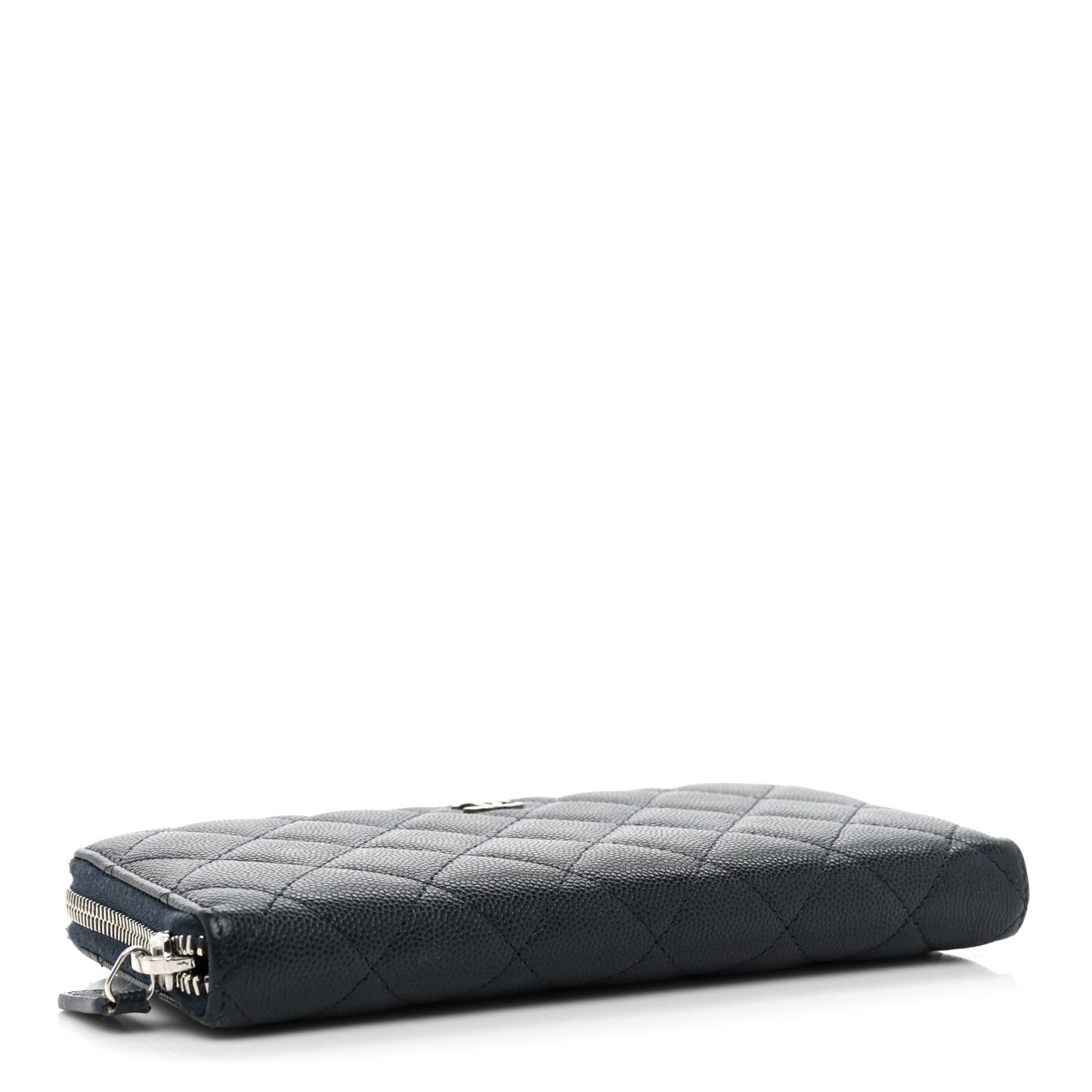 Caviar Quilted Large Gusset Zip Around Wallet Navy