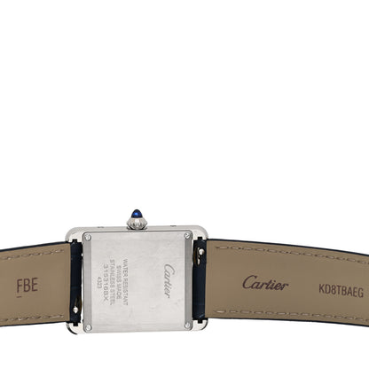 Cartier Stainless Steel Alligator 25mm Must de Cartier Tank Quartz Watch Blue 4 of 5