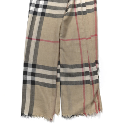 Burberry Wool Silk Gauze Giant Check Lightweight Scarf Camel 2 of 5