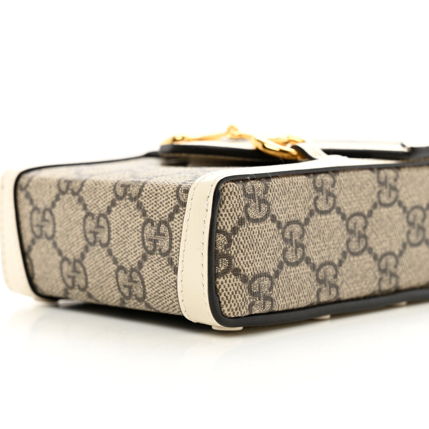 GG Supreme Monogram Azalea Calfskin Mini Horsebit 1955 Crossbody Bag Beige Ebony Mystic White