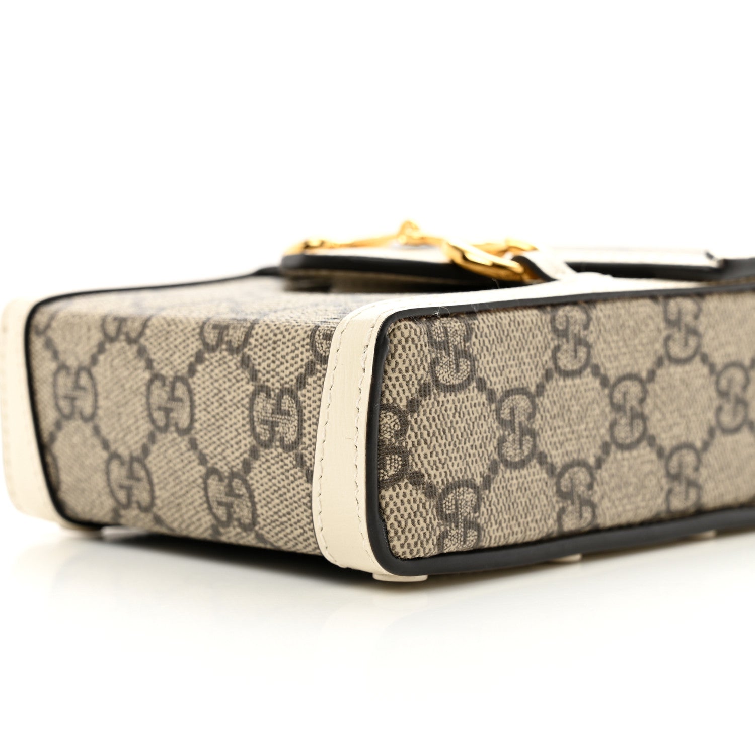 Gucci GG Supreme Monogram Azalea Calfskin Mini Horsebit 1955 Crossbody Bag Beige Ebony Mystic White 9 of 9